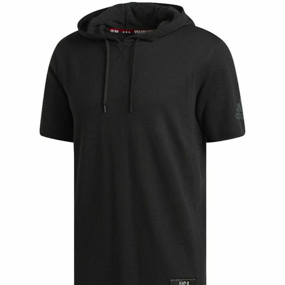 NWT ADIDAS MEN'S USA VOLLEYBALL SHORT RAW HEM SLEEVE BLACK HOODIE XS - Picture 1 of 11